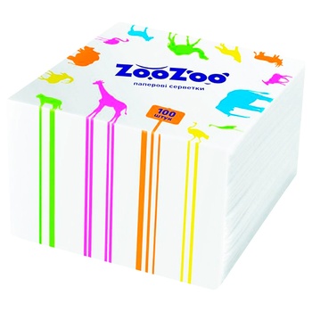 Салфетки столовые ZooZoo 1 слой белые 24*23см 100шт - купить, цены на BONUS - фото 2