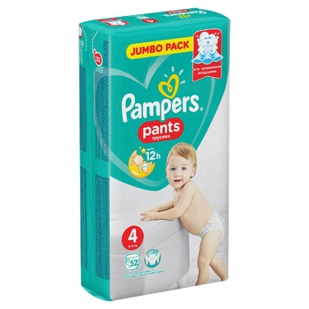 Трусики Pants Pampers Junior 12-18кг Nr.4 52шт - купить, цены на BONUS - фото 1