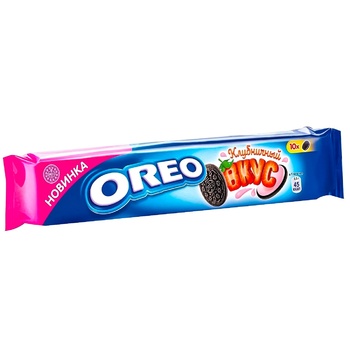 Biscuiți Oreo cu gust de cacao și crema căpșună 95g - cumpărați, prețuri pentru BONUS - foto 1